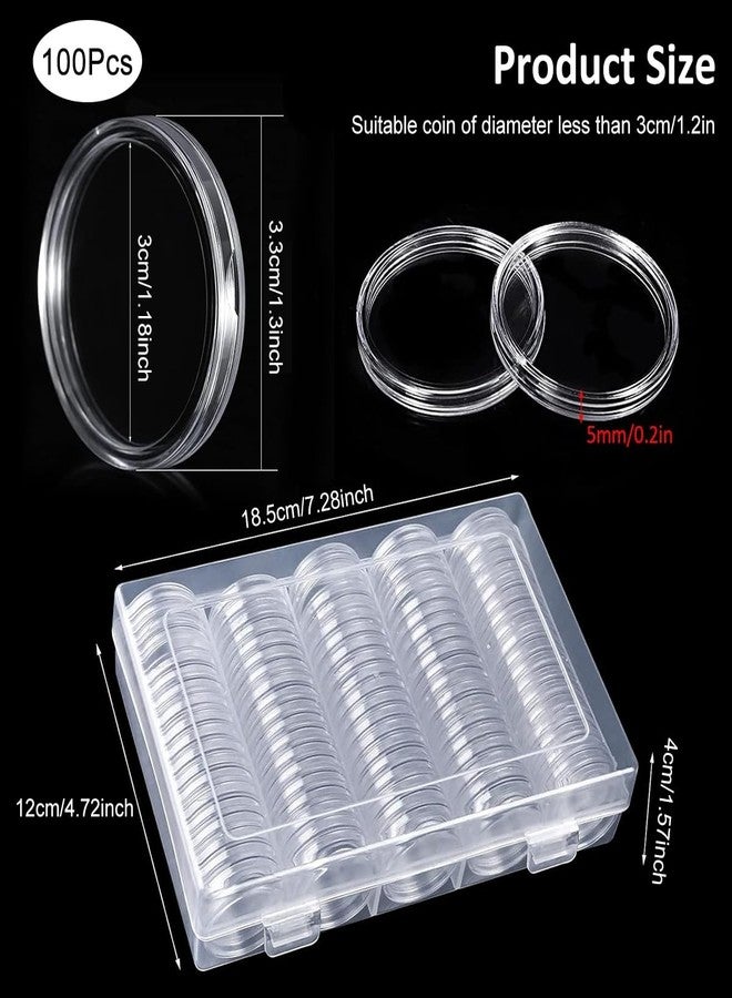 OFIFO® Coin Box Collectable Coin Storage Box Clear Coin Holder Organzier Max 100Pcs Capacity, Compatible with 17-30mm Dia Coins Trade Tokens Coins - Image 2